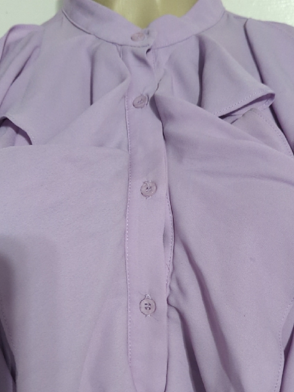 Ruffled Lilac Women's Blouse Pit To Pit 19 Inch - Picture 5 of 10